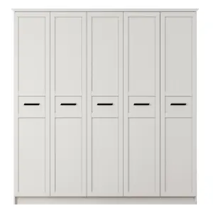 DAISY 5 Door Wardrobe, White Colour