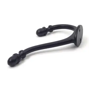 Oakcrafts - Acorn Design Coat Hook in Epoxy Black Finish - 130mm - Pack of 5 Hooks