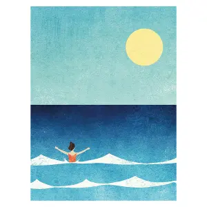 Henry Rivers Sea Swim Canvas Print Blue (40cm x 30cm)