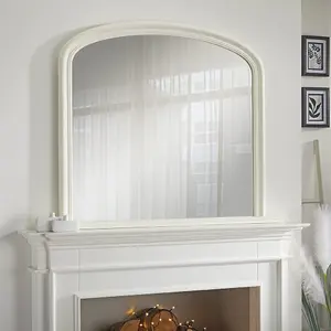 Overmantle Mirror Osborne Arched Shape with Ivory Frame- H 94cm x W 119cm x D 4cm for Hanging Above the fireplace, Dressing Table