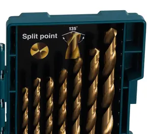 Makita 19 Piece HSS TiN Metal Steel Drill Bit Set Titanium 1-10mm Bits + Case