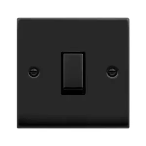 Matt Black 10A 1 Gang 2 Way Ingot Light Switch - Black Trim - SE Home