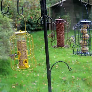 Metal Hanging Wild Bird Feeder - 3pcs Seed, Nut and Fat Ball Squirrel Proof