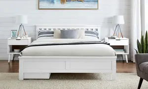 Furniturebox UK Azure White Wooden Solid Pine Quality Kingsize Bed Frame (King Bed Frame Only) - Includes 4 Drawers