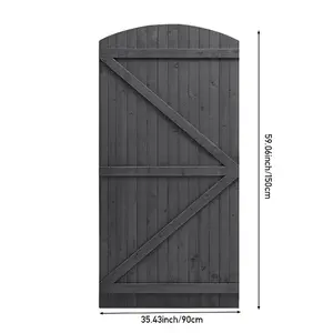 Outdoor Grey Arch Top Garden Wooden Gate Fence Door