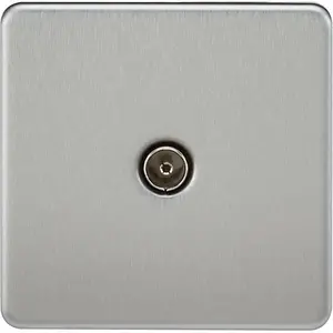 Knightsbridge Screwless Non-Isolated TV Outlet 1 Gang Brushed Chrome - SF0100BC