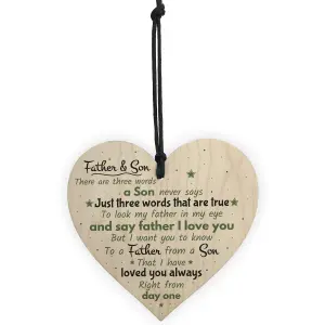 Red Ocean Father And Son Hanging Wooden Heart Plaque Sign FATHERS DAY Gift For Him Son Thank You