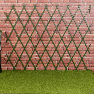 URBN-GARDEN 128cm Height 2pcs Expanding Green Plastic Wall Foldable Trellis Fence Climbing Plants Garden Decor