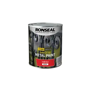 Ronseal Direct to Metal Paint Gloss 750ml Chilli Red