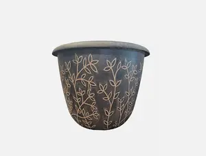 Recycled Plastic Planter Pot - 14" Serenity Stout Black Brown