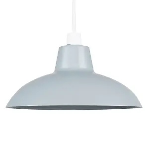 ValueLights Civic Metro Silver Ceiling Pendant Shade and B22 GLS LED 10W Warm White 3000K Bulb