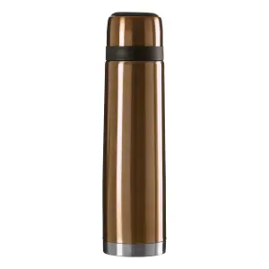 Interiors by Premier Stainless Steel Stripe 900ml Gold Finish Vacuum Flask, Leak-Proof Thermos Travel Flask