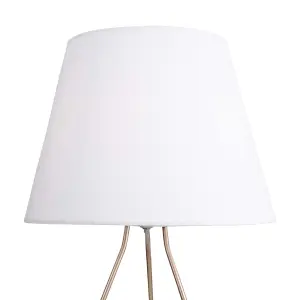 First Choice Lighting Tripod Gold 42cm Table Lamp With White Fabric Shade