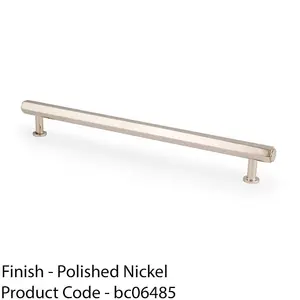 Industrial Hex T Bar Pull Handle - Polished Nickel 224mm Centres Kitchen Cabinet