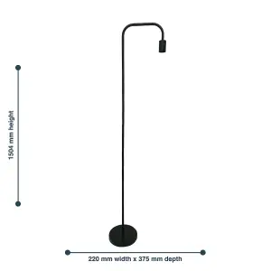 First Choice Lighting Leroy Matt Black 151cm Exposed Bulb Floor Lamp