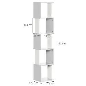 HOMCOM 5-Tier Bookshelf Freestanding Bookcase Storage Shelves, Light Grey