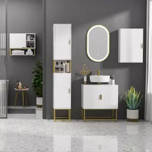 kleankin Bathroom Wall Cabinet with Adjustable Shelf for Hallway, Living Room