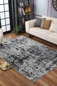 Serenity Modern Abstract Lines Contemporary Area Rugs Black 160x230 cm