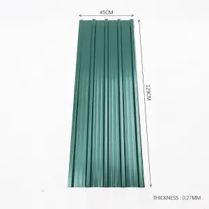 12 pcs Dark Green Steel Corrugated Roofing Sheet Roof Cover for Garden Shed L 129 cm x W 45 cm x T 0.27 mm