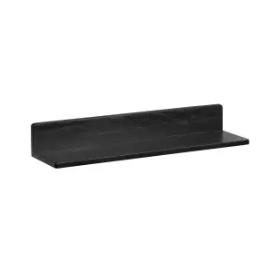 Yung Solid Wood Wall Shelf Living Bedroom Kitchen Wall Mounted Floating Shelves in Black - Small