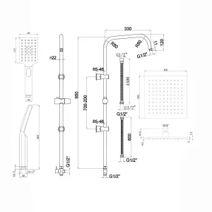 ENKI, Stella, BBT0012, Chrome, Bath Shower Mixer Taps with Twin Rigid Riser Shower Attachment, Solid Brass, Easy Clean