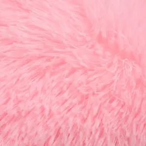 Fluffy Fleece Cushion Plump Filled Supersoft Warm Chair Pillow, Square - Pink