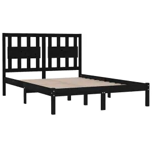 Berkfield Bed Frame Black Solid Wood Pine 140x200 cm