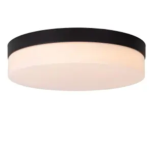 Lucide Biskit Modern Flush ceiling light Bathroom 28cm - LED - 1x18W 2700K - IP44 - Black