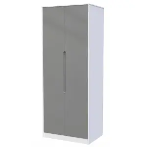 Turin 2 Door Wardrobe in Grey Gloss & White (Ready Assembled)