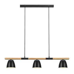 Nordlux Theo Indoor Dining Kitchen Hallway 3 Pendant Ceiling Light in Black (Length) 92.6cm