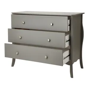 Lautner Satin grey 3 Drawer Wide Chest of drawers (H)800mm (W)965mm (D)450mm