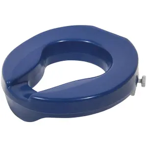 Blue One Piece Moulded Toilet Seat - Raised 2 Inches - Anti Bacterial Finish