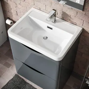 Nes Home Merton 600mm Freestanding Basin Vanity Unit Dark Grey