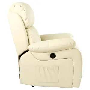 Chester Electric Bonded Leather Automatic Recliner Armchair Sofa Home Lounge Chair (Cream)