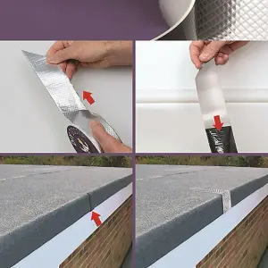 DIY Butyl Tape - Indoor or Outdoor Waterproof & UV Resistant Aluminium Coated Sealant Repair Tape for Leaks - Measures L5m x W5cm