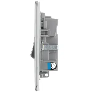 GoodHome Brushed Steel 13A 2 way Flat profile Screwless Switched Fused connection unit