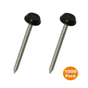 1000 x Black UPVC 40mm Poly Top Pins Plastic Headed Fascia Fixings