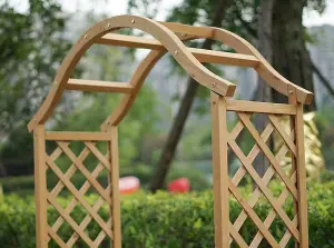 Garden Arch Wooden Pergola Feature Trellis Rose Climbing Plant Archway Tan Frame