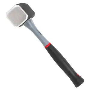 SPARES2GO Lump Club Sledge Hammer Heavy Duty Fibreglass Shaft Hardened Steel Head TPR Comfort Grip Handle (4lb / 2kg)