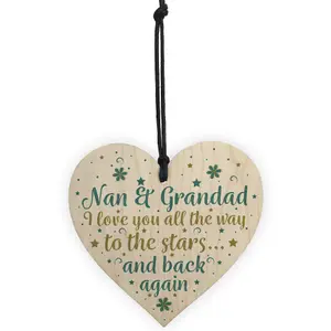 Red Ocean Nan And Grandad Gifts Hanging Heart Sign Birthday Christmas Cards Xmas Grandparent Gifts