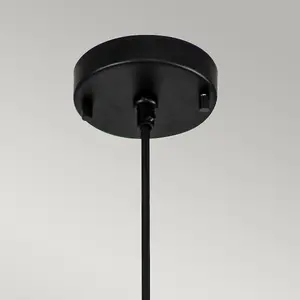 Luminosa Etoile Dome Pendant Ceiling Light, Matte Black and Gold Leaf