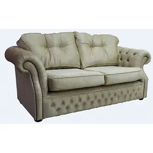 Chesterfield 2 Seater Orchidea Wheat Fabric Sofa Settee In Era Style