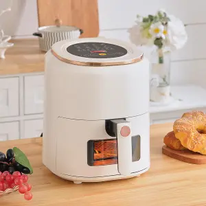 Beige 4.5L Digital Air Fryer with Timer,Non-Stick Removable Basket