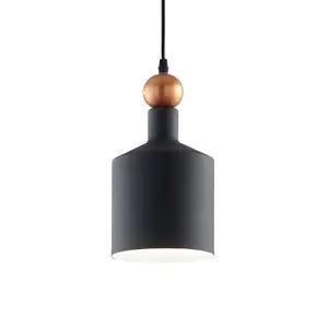 Luminosa Triade 1 Light Dome Ceiling Pendant Light Black