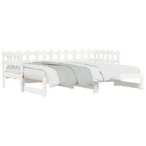 Berkfield Pull-out Day Bed White 2x(90x190) cm Solid Wood Pine