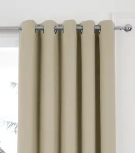 Home Curtains Woven Blockout 45w x 72d" (114x183cm) Latte Eyelet Curtains (PAIR)