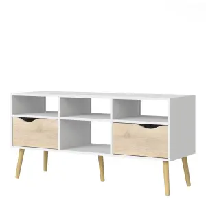 OSLO TV UNIT 2 DRW 4 SHELVES WHITE OAK