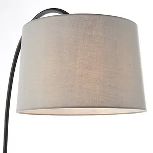 Luminosa Carlson 1 Light Floor Light Matt Black & Light Grey Cotton Mix, E27