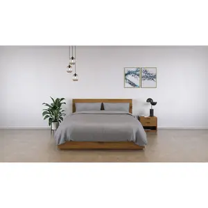 100% Bamboo Bedding Set Grey / Double Duvet Cover + 3 Additional Pieces