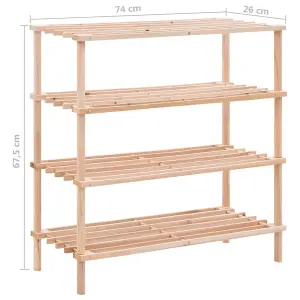 Durable 4-Tier Shoe Rack Solid Fir Wood